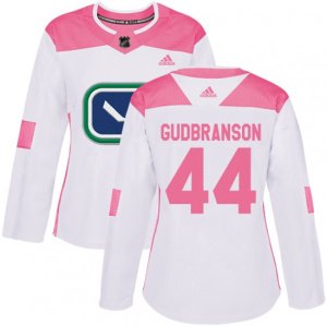 Women Vancouver Canucks #44 Erik Gudbranson Authentic White Pink Fashion NHL Jersey