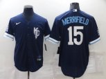 Kansas City Royals #15 Whit Merrifield 2022 Navy Blue City Connect Cool Base Stitched Jersey