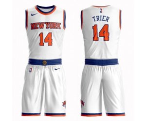 New York Knicks #14 Allonzo Trier Swingman White Basketball Suit Jersey - Association Edition
