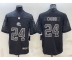 Cleveland Browns #24 Nick Chubb Black Reflective Limited Stitched Football Jersey