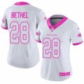 Women Atlanta Falcons #28 Justin Bethel Limited White Pink Rush Fashion NFL Jersey