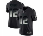 Green Bay Packers #12 Aaron Rodgers Black Smoke Fashion Limited Jersey