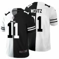 Philadelphia Eagles #11 Carson Wentz Black White Limited Split Fashion Football Jersey
