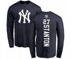 MLB Nike New York Yankees #27 Giancarlo Stanton Navy Blue Backer Long Sleeve T-Shirt