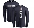 New England Patriots #18 Matthew Slater Navy Blue Backer Long Sleeve T-Shirt