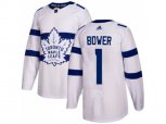 Toronto Maple Leafs #1 Johnny Bower White Authentic 2018 Stadium Series Stitched NHL Jersey