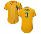 Oakland Athletics #3 Boog Powell Gold Alternate Flex Base Authentic Collection Baseball Jersey