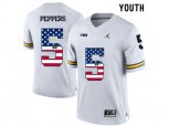 2016 US Flag Fashion-2016 Youth Jordan Brand Michigan Wolverines Jabrill Peppers #5 College Football Limited Jersey - White