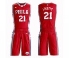 Philadelphia 76ers #21 Joel Embiid Swingman Red Basketball Suit Jersey Statement Edition