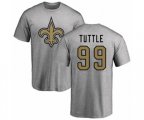 New Orleans Saints #99 Shy Tuttle Ash Name & Number Logo T-Shirt