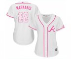 Women's Atlanta Braves #22 Nick Markakis Replica White Fashion Cool Base Baseball Jersey