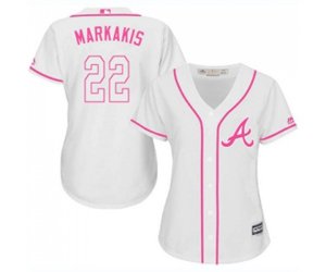 Women\'s Atlanta Braves #22 Nick Markakis Replica White Fashion Cool Base Baseball Jersey