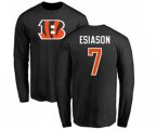 Cincinnati Bengals #7 Boomer Esiason Black Name & Number Logo Long Sleeve T-Shirt