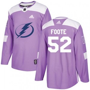 Tampa Bay Lightning #52 Callan Foote Authentic Purple Fights Cancer Practice NHL Jersey