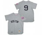 Mitchell and Ness 1939 Boston Red Sox #9 Ted Williams Authentic Grey Throwback Baseball Jersey