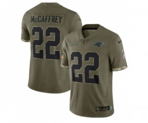 Carolina Panthers #22 Christian McCaffrey 2022 Olive Salute To Service Limited Stitched Jersey