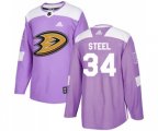 Anaheim Ducks #34 Sam Steel Authentic Purple Fights Cancer Practice Hockey Jersey