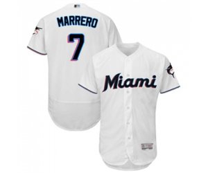 Miami Marlins #7 Deven Marrero White Home Flex Base Authentic Collection Baseball Jersey