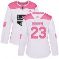 Women's Los Angeles Kings #23 Dustin Brown Authentic White Pink Fashion NHL Jersey