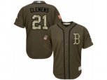 Boston Red Sox #21 Roger Clemens Replica Green Salute to Service MLB Jersey