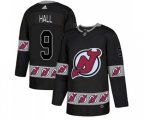 New Jersey Devils #9 Taylor Hall Authentic Black Team Logo Fashion Hockey Jersey
