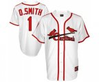 St. Louis Cardinals #1 Ozzie Smith Replica White Cooperstown Throwback Baseball Jersey