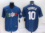 Los Angeles Dodgers #10 Justin Turner Navy Blue Pinstripe 2020 World Series Cool Base Nike Jersey