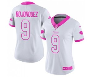 Women Buffalo Bills #9 Corey Bojorquez Limited White Pink Rush Fashion Football Jersey