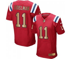 New England Patriots #11 Julian Edelman Elite Red Gold Alternate Football Jersey