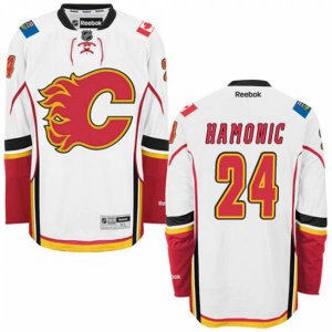 Calgary Flames #24 Travis Hamonic Authentic White Away NHL Jersey