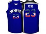 2016 US Flag Fashion Memphis Tigers Derrick Rose #23 College Basketball Throwback Jersey - Royal Blue
