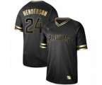 San Diego Padres #24 Rickey Henderson Authentic Black Gold Fashion Baseball Jersey