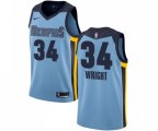 Memphis Grizzlies #34 Brandan Wright Authentic Light Blue Basketball Jersey Statement Edition