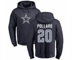 Dallas Cowboys #20 Tony Pollard Navy Blue Name & Number Logo Pullover Hoodie