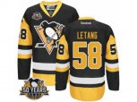 Reebok Pittsburgh Penguins #58 Kris Letang Authentic Black Gold Third 50th Anniversary Patch NHL Jersey