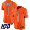 Miami Dolphins #1 Tua Tagovailoa Orange Stitched Limited Inverted Legend 100th Season Jersey