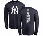 New York Yankees #8 Yogi Berra Replica Navy Blue Alternate Baseball T-Shirt