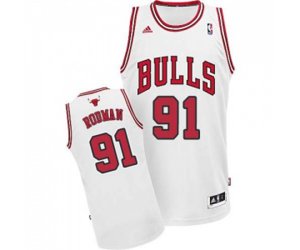 Adidas Chicago Bulls #91 Dennis Rodman Swingman White Home NBA Jersey