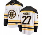 Boston Bruins #27 John Moore Authentic White Away Fanatics Branded Breakaway NHL Jersey