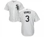 Chicago White Sox #3 Harold Baines White Home Flex Base Authentic Collection Baseball Jersey
