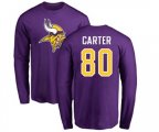 Minnesota Vikings #80 Cris Carter Purple Name & Number Logo Long Sleeve T-Shirt