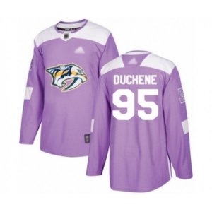 Nashville Predators #95 Matt Duchene Authentic Purple Fights Cancer Practice Hockey Jersey