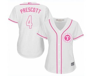 Women\'s Texas Rangers #4 Dak Prescott Replica White Fashion Cool Base Baseball Jersey