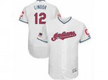 Cleveland Indians #12 Francisco Lindor White Stars & Stripes Authentic Collection Flex Base MLB Jersey