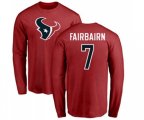 Houston Texans #7 Ka'imi Fairbairn Red Name & Number Logo Long Sleeve T-Shirt