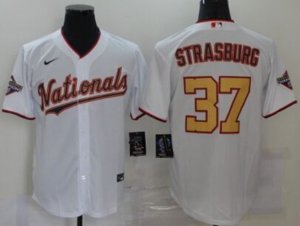 Nike Washington Nationals #37 Stephen Strasburg White Gold Home Stitched Baseball Jersey