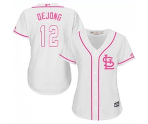 Women\'s St. Louis Cardinals #12 Paul DeJong Replica White Fashion Cool Base Baseball Jersey