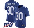 New York Giants #30 Antonio Hamilton Royal Blue Team Color Vapor Untouchable Limited Player 100th Season Football Jersey