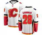 Calgary Flames #28 Elias Lindholm Authentic White Away Fanatics Branded Breakaway Hockey Jersey