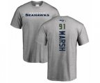 Seattle Seahawks #91 Cassius Marsh Ash Backer T-Shirt